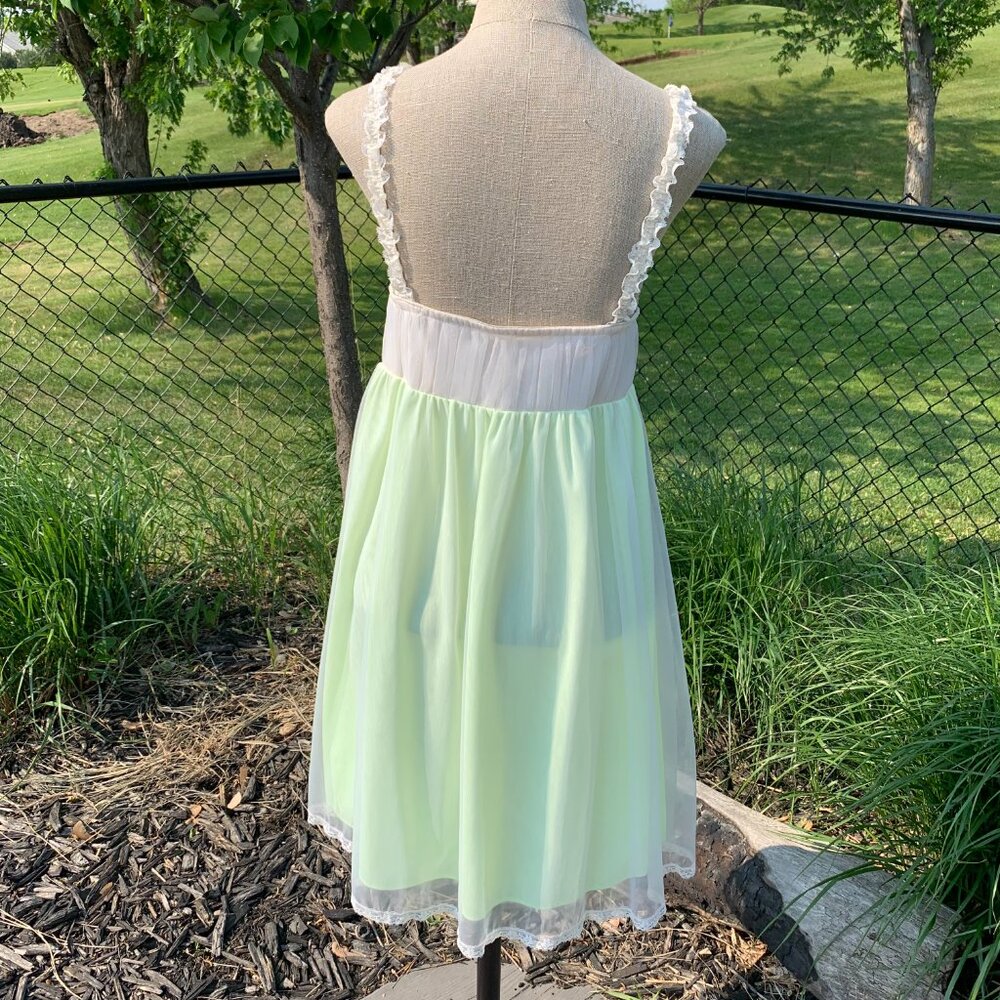 Vintage 60s Sheer Chiffon Lace Babydoll Lingerie Dress Nightie Short Nightgown - Picture 7 of 14